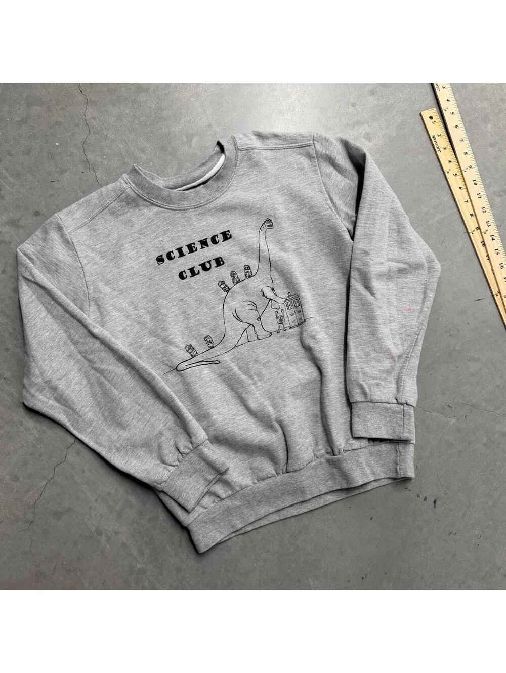 2000s Anvil Gray Science Club Funny Men's Crewneck Sized Small